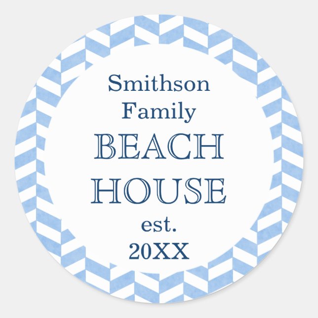 Herringbone Blue White Beach House Custom Sticker (Front)