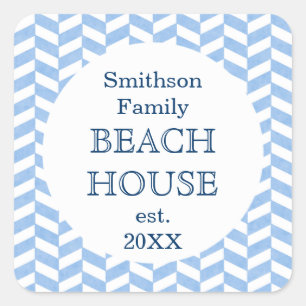 Herringbone Blue White Beach House Custom Sticker