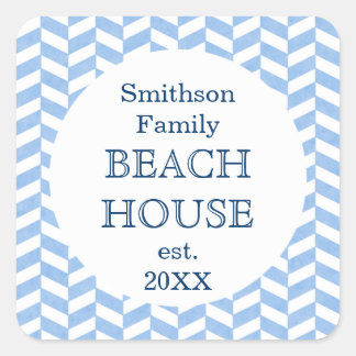 Herringbone Blue White Beach House Custom Sticker
