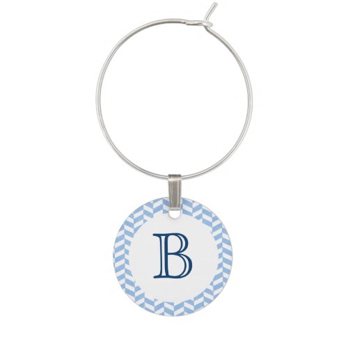 Herringbone Blue White Beach Party Wine Charm