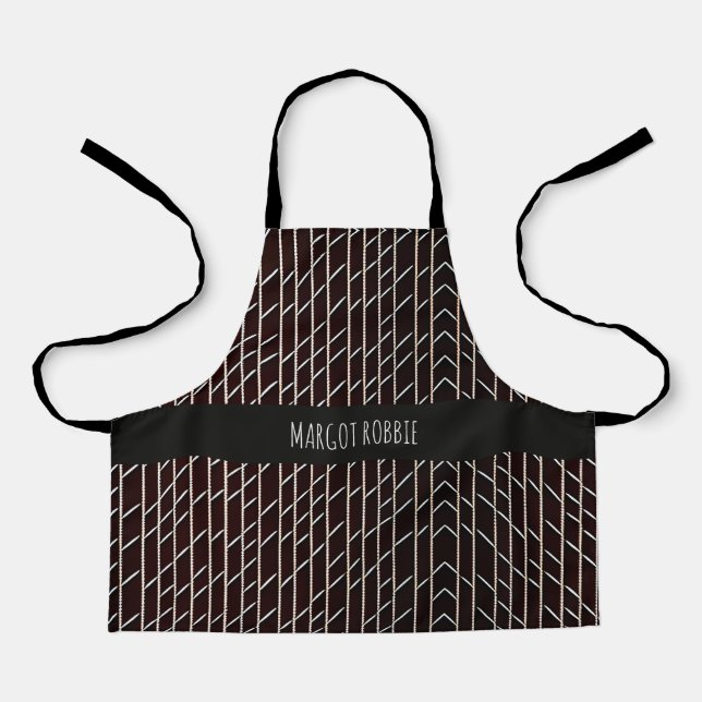 Herringbone braided braid Beige Minimal Pattern Apron (Front)