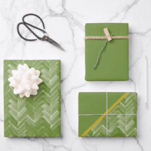 Herringbone Chevron Pattern Forest Green Wrapping Paper Sheets