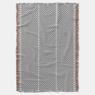 Herringbone Gray and White Modern Pattern Throw Blanket