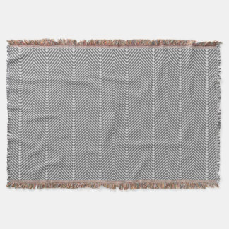 Herringbone Gray and White Modern Pattern Throw Blanket