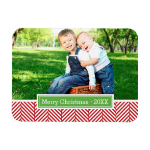Herringbone Holiday Monogram Photo Magnet