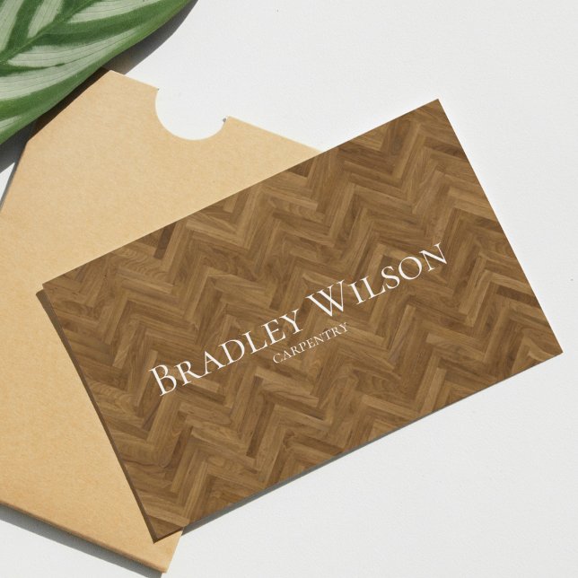Herringbone Modern Wooden Carpenter Business Cards (Creator Uploaded)