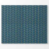 Herringbone Pattern Faux Gold Foil Navy Geometric Wrapping Paper (Flat)