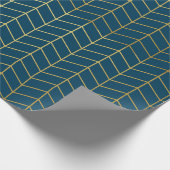 Herringbone Pattern Faux Gold Foil Navy Geometric Wrapping Paper (Corner)