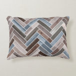 Herringbone Pattern in Blue Brown Grey Accent Pillow<br><div class="desc">Herringbone Pattern in Blue Brown Grey</div>