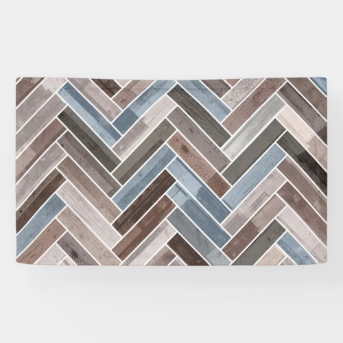 Herringbone Pattern in Blue Brown Grey Banner