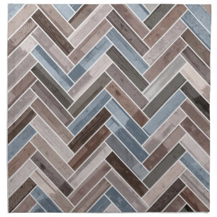 Herringbone Pattern in Blue Brown Grey Cloth Napkin