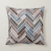 Herringbone Pattern in Blue Brown Grey