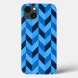 Herringbone pattern in blue iPhone 13 case