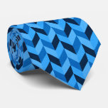 Herringbone pattern in blue neck tie
