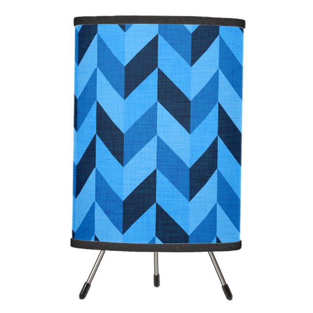 Herringbone pattern in blue tripod lamp (Front)