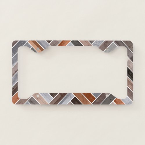 Herringbone Pattern in Earthen Rock Colors License Plate Frame