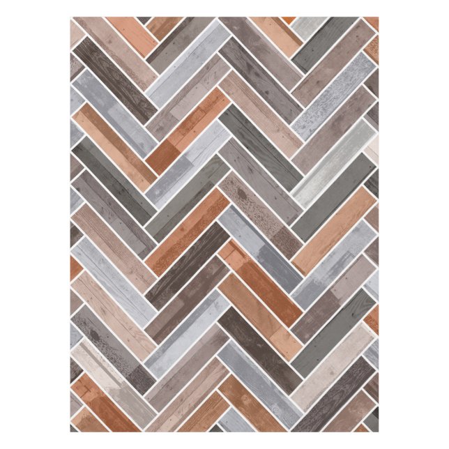 Herringbone Pattern in Earthen Rock Colors Tablecloth (Front)