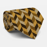 Herringbone pattern in golden &amp; brown neck tie