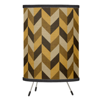 Herringbone pattern in golden & brown tripod lamp