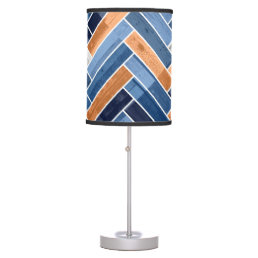 Herringbone Pattern in Navy Blue and Orange Table Lamp