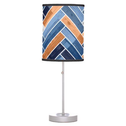 Herringbone Pattern in Navy Blue and Orange Table Lamp