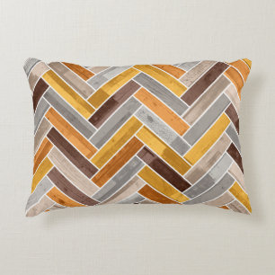 Herringbone Pattern in Orange Brown Grey Accent Pillow