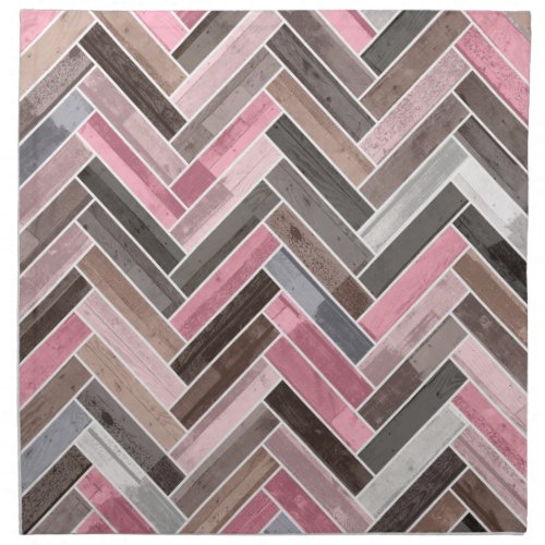 Herringbone Pattern in Pink Grey Cloth Napkin