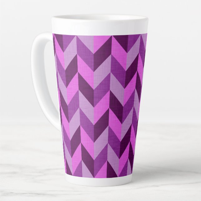 Herringbone pattern in purple latte mug (Left Angle)