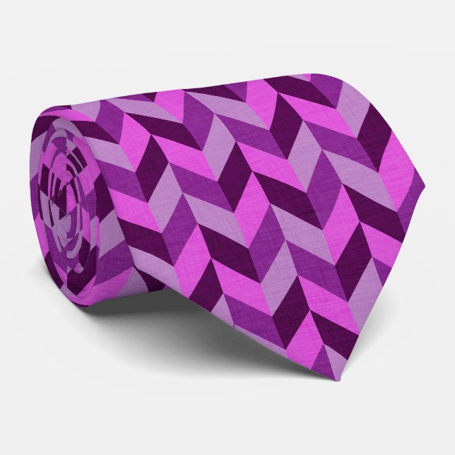 Herringbone pattern in purple neck tie (Rolled)