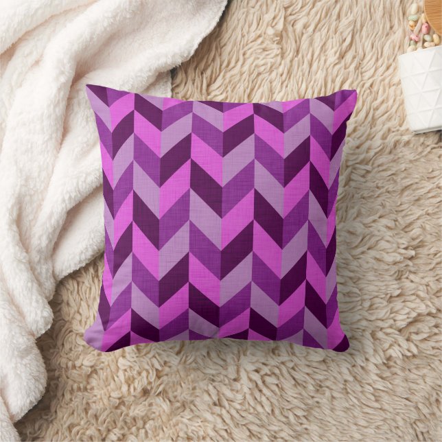 Herringbone pattern in purple throw pillow (Blanket)
