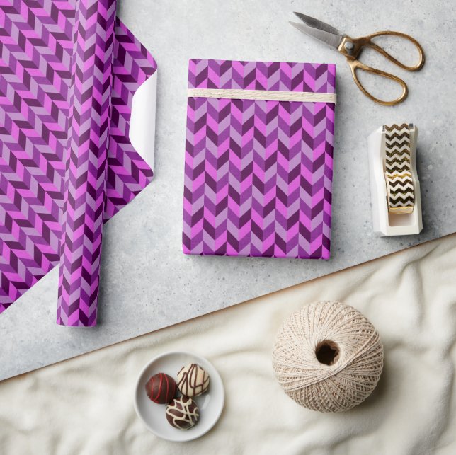 Herringbone pattern in purple wrapping paper (Crafts)