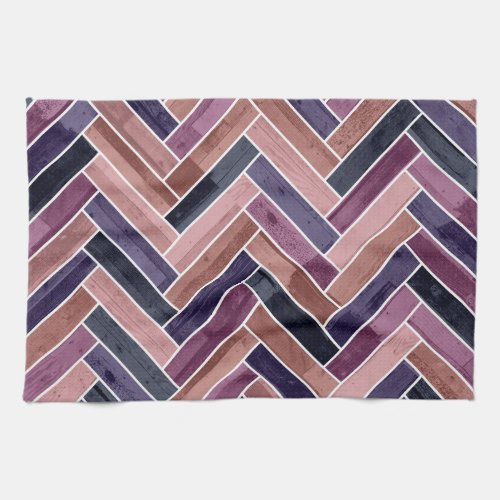 Herringbone Pattern Purple Kitchen Towel