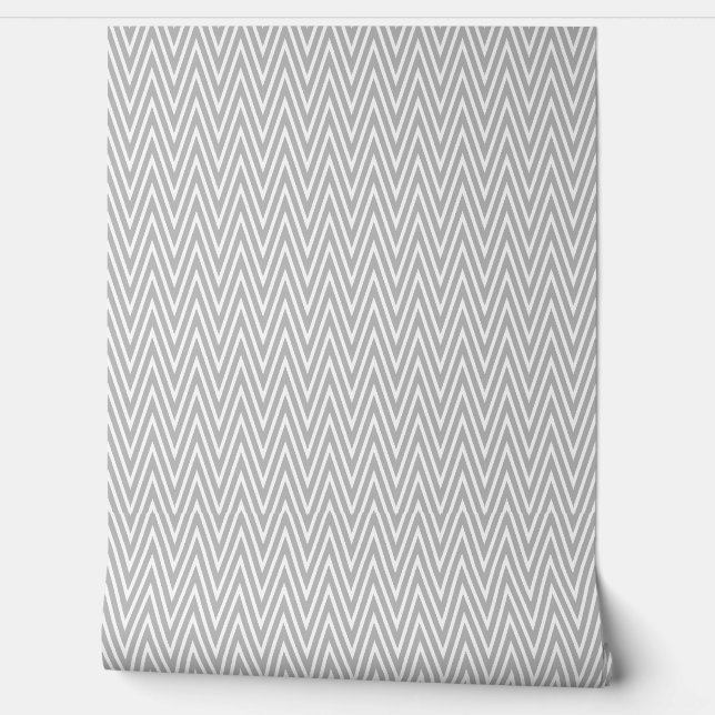 Herringbone Pattern Simple Minimalist Modern Gray Wallpaper (Unrolling)