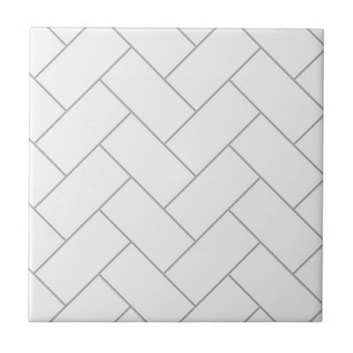 Herringbone Pattern White Ceramic Tile