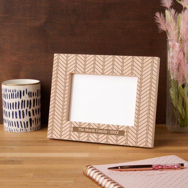 Herringbone Pattern with Family Name and Date Engraved Frames (Left)