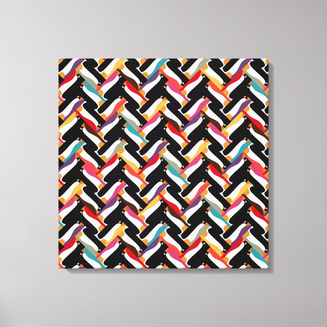 herringbone penguin canvas print (Front)