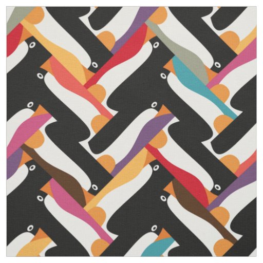 herringbone penguin fabric