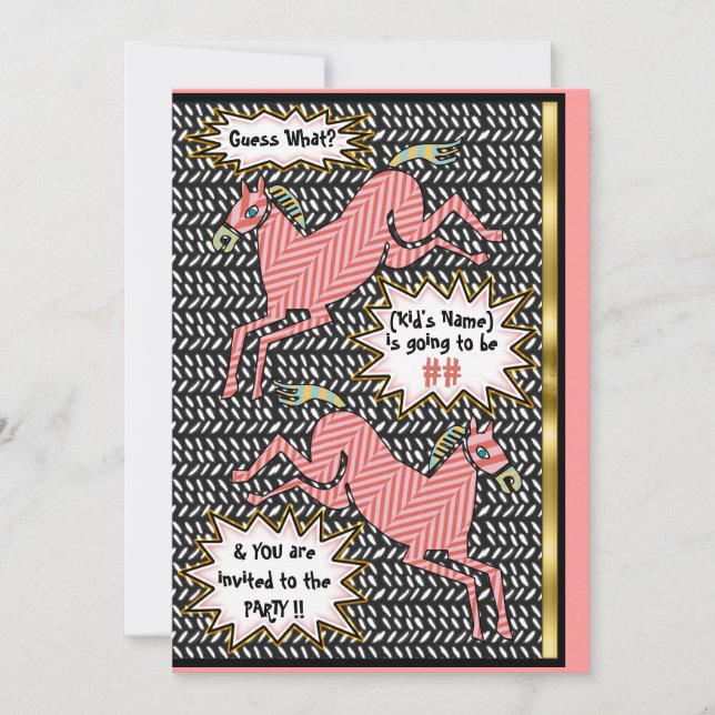 Herringbone Ponies (Personalized Birthday Party) Invitation (Front)