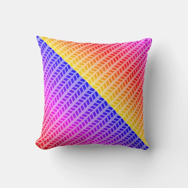 Herringbone Rainbow Throw Pillow (Front)