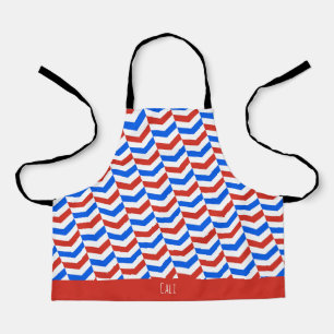Herringbone Red Blue Minimal Pattern Apron