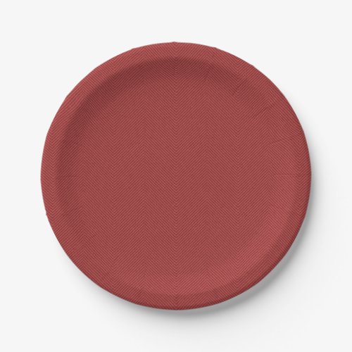 Herringbone simple red Christmas holiday party Paper Plates
