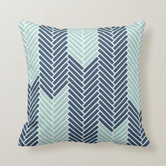 Herringbone Throw Pillow {Navy & Mint Arrows}