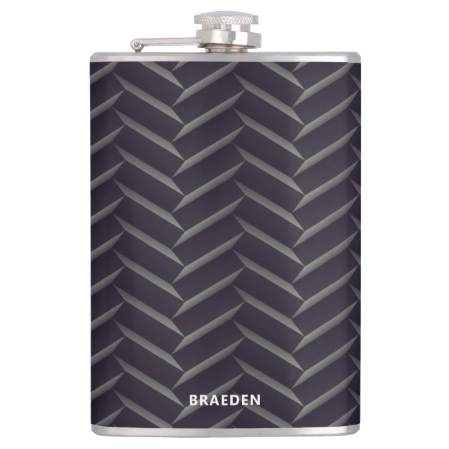Herringbone Tire Tread Pattern with Name Flask (Front)