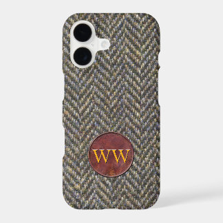 Herringbone Tweed and Leather Monogram iPhone 17 Case