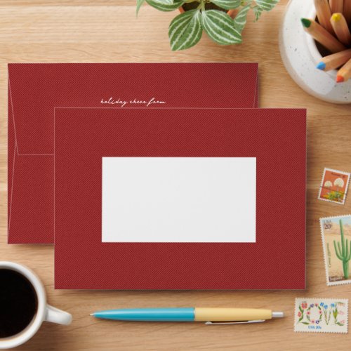 Herringbone tweed classic preppy red holiday envelope