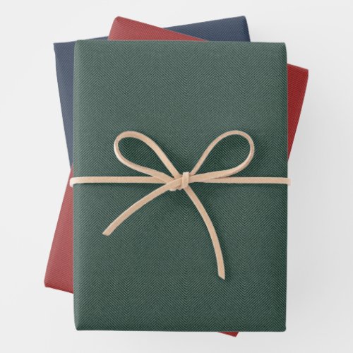 Herringbone tweed classic red green blue Christmas Wrapping Paper Sheets