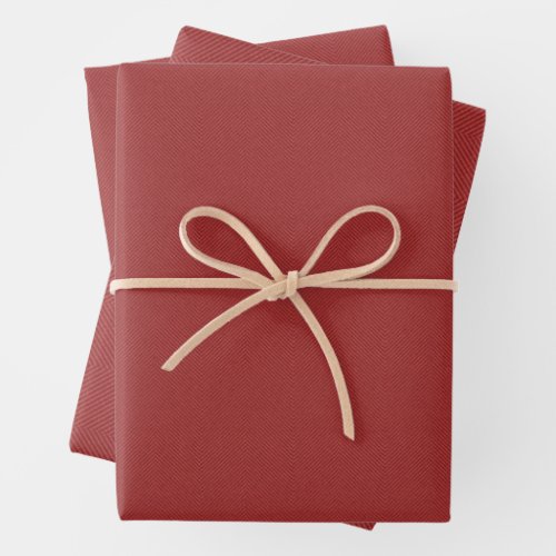 Herringbone tweed effect classic red Christmas Wrapping Paper Sheets