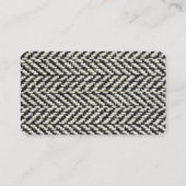 Herringbone Tweed Rustic Black & White Knit Print Business Card (Back)