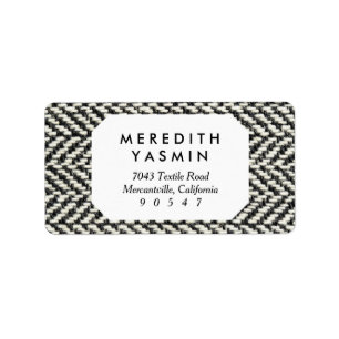 Herringbone Tweed Rustic Black & White Knit Print Label
