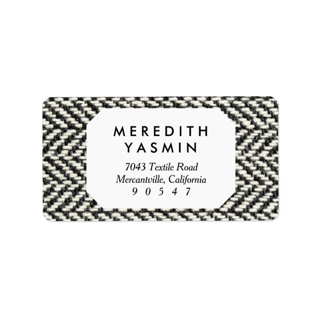Herringbone Tweed Rustic Black & White Knit Print Label (Front)